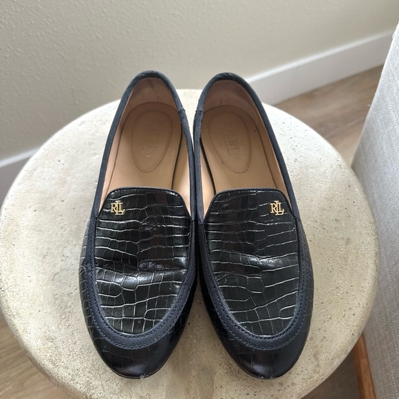 Ralph Lauren Clare Logo Loafer Flats – Black Croc Embossed, size 8.5 B - Picture 11 of 11